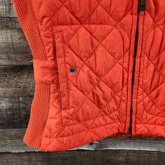 Ralph Lauren Sport Orange Quilted Suede Zip Front Vest Women's Medium - Picture 6 of 14